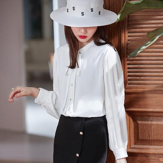 洋气时尚褶皱灯笼袖衬衫设计感休闲百搭时尚百搭系带衬衣 商品图9