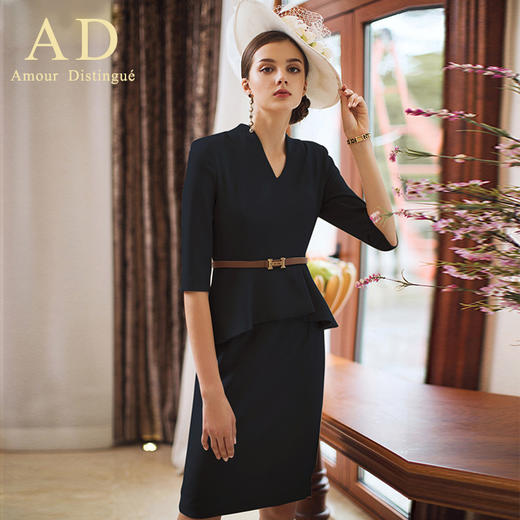 AD高端名媛职业装女春秋ol通勤修身连衣裙时尚售楼部工装工作服 商品图0
