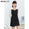 NEELLY纳俪商场同款气质V领连衣裙女撞色拼接简约风A字裙收腰春夏N22023Y01110 商品缩略图2