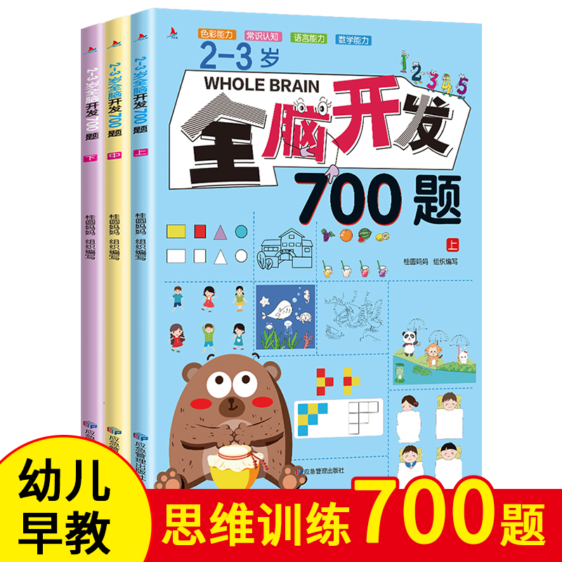 全脑开发700题全套3册幼儿益智书籍思维训练练习册宝宝全脑开发大书儿童全脑潜能开发全书全脑训练书全脑开发全套教具游戏书