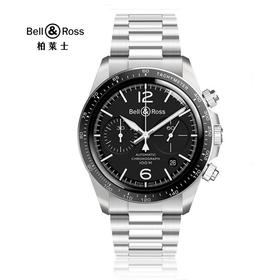Bell & Ross 柏莱士 全自动机械手表男士黑色精钢计时腕表钢带小三针BRV294 BRV294-BL-ST/SST