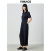VIMAGE纬漫纪新品高腰修身系带假两件连体裤休闲裤连衣裤裤子女V1307926 商品缩略图1