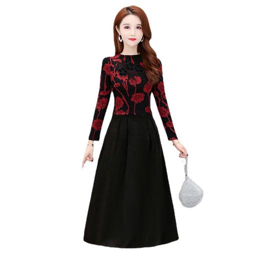 2022春款中腰裙套装小香风气质通勤印花法式收腰红色中长裙  ZQ1305-2202 商品图4