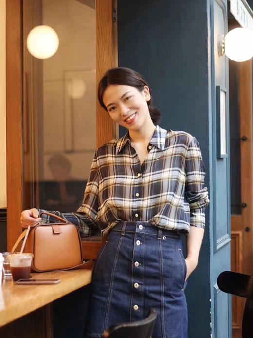 洋气减龄 ｜ 禾家BF风真丝格纹衬衣 商品图5