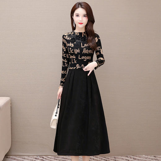 2022春款中腰裙套装小香风气质通勤印花法式收腰红色中长裙  ZQ1305-2202 商品图3