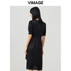 VIMAGE纬漫纪夏季新款洋气V领复古宫廷袖收腰连衣裙女裙V1707324 商品缩略图4