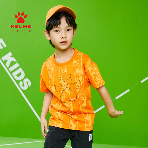  KIDS卡尔美童装儿童纯棉短袖t恤夏季新款足球印花上衣 商品图1