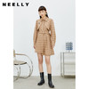 NEELLY纳俪气质格纹连衣裙女中长款收腰系带不规则下摆设计A字裙N22023Y01111 商品缩略图3