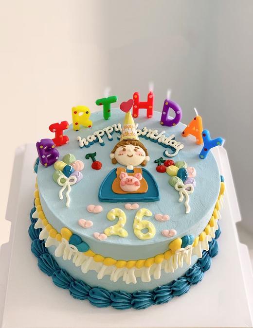 彩色男生手绘复古蛋糕-低糖处理无添加 商品图0