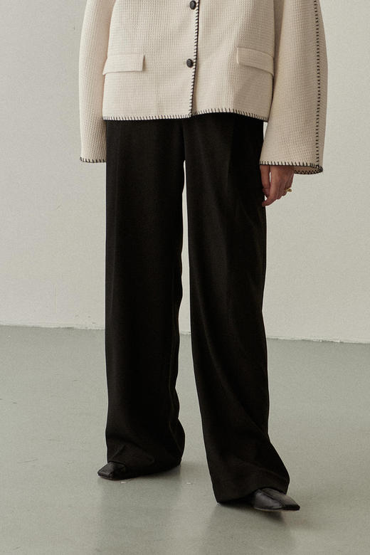 Viktoria Chan | SS22002 Rika wide trousers  [阔腿裤 浅米 / 黑] 商品图0