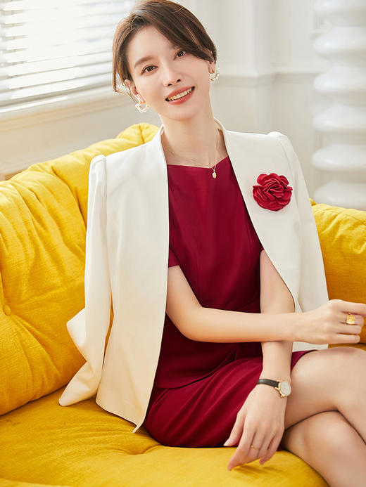 高端空姐职业套装西装套裙OL连衣裙酒店前台工作装女工作服两件套 商品图2