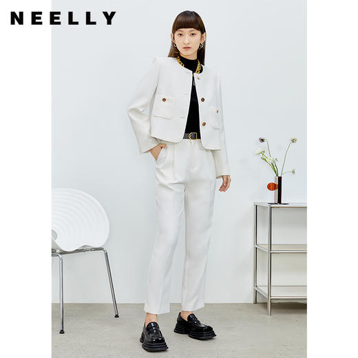 NEELLY纳俪商场同款2022春季新款休闲裤女百搭直筒裤OL通勤长裤N22022H01084 商品图2