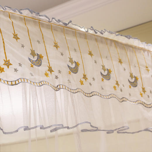 自然醒U型可升降导轨蚊帐1.5m1.8米轨道加厚加密落地家用防尘顶公主风8898HH 商品图6