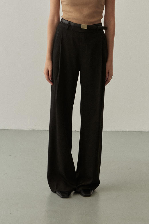 Viktoria Chan | SS22002 Rika wide trousers  [阔腿裤 浅米 / 黑] 商品图5