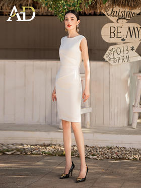 经典白色连衣裙收腰夏新款通勤简约高端内搭裙子时尚气质职业装