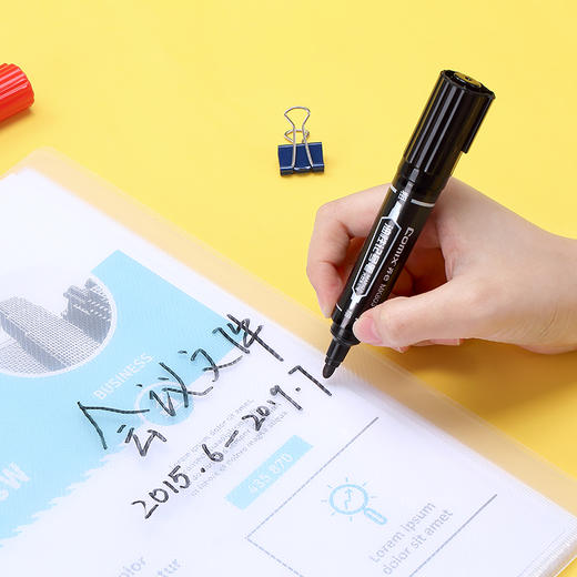 齐心 MK803 记号笔油性笔马克笔打包物流用2.0mm和6.0mm 大双头黑色红色蓝色 商品图3