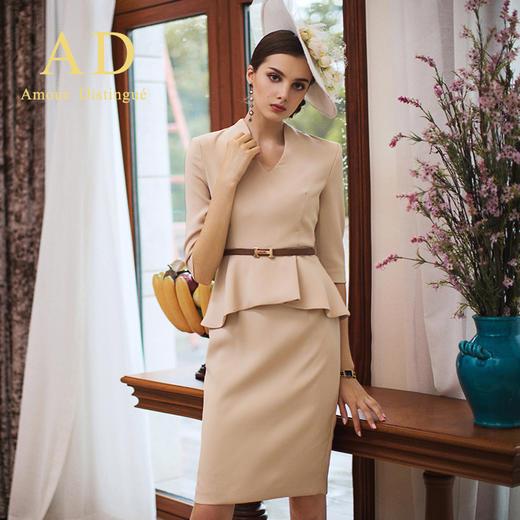 AD高端名媛职业装女春秋ol通勤修身连衣裙时尚售楼部工装工作服 商品图4