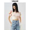 VIMAGE纬漫纪夏季新品V领宫廷袖印花小上衣短款V1713324 商品缩略图3