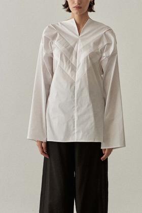 Viktoria Chan | SS22030 June herringbone shirt [长袖衬衫 白 ]