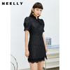 NEELLY纳俪商场同款中国风盘扣连衣裙女显瘦泡泡袖蕾丝拼接A字裙N22023Y02003 商品缩略图2
