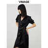 VIMAGE纬漫纪夏季新款洋气V领复古宫廷袖收腰连衣裙女裙V1707324 商品缩略图2