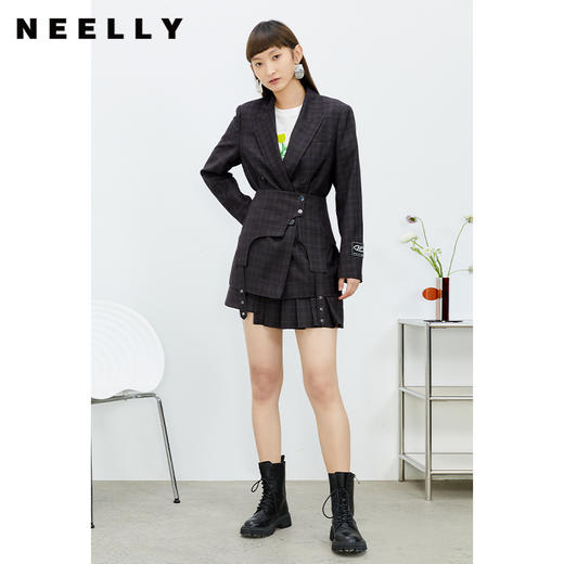 NEELLY纳俪商场同款百褶裙女2022春季新款不规则裙摆设计百搭时尚N22022E01081 商品图3