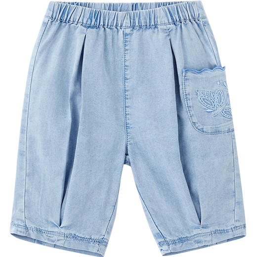 英氏儿童裤子女童休闲洗水牛仔裤薄款短裤22年夏新款YRKZJ22272A 商品图4