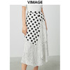 VIMAGE纬漫纪夏款时尚复古波点印花A字垂感半身裙女裙V1306907 商品缩略图3