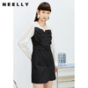 NEELLY纳俪商场同款气质V领连衣裙女撞色拼接简约风A字裙收腰春夏N22023Y01110 商品缩略图1