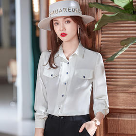 易打理丝立领设计宽松白色衬衫女春