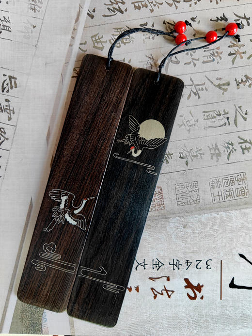 精品书签·仙鹤 紫光檀 嵌藏银 两支礼盒装（下单即赠：黑檀书签一枚） 商品图5