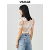 VIMAGE纬漫纪夏季新品V领宫廷袖印花小上衣短款V1713324 商品缩略图4