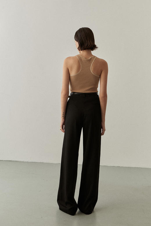 Viktoria Chan | SS22002 Rika wide trousers  [阔腿裤 浅米 / 黑] 商品图6
