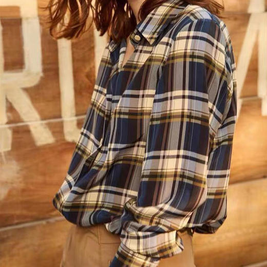 洋气减龄 ｜ 禾家BF风真丝格纹衬衣 商品图7