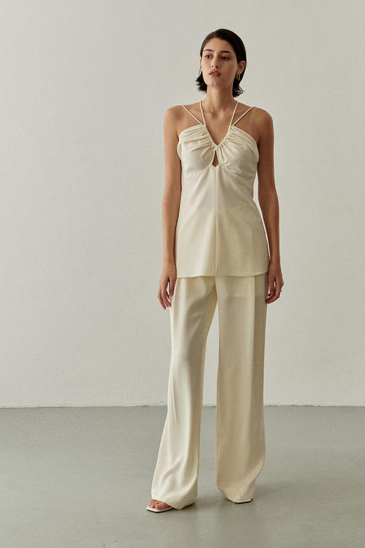 Viktoria Chan | SS22002 Rika wide trousers  [阔腿裤 浅米 / 黑] 商品图2