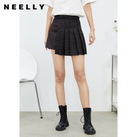 NEELLY纳俪商场同款百褶裙女2022春季新款不规则裙摆设计百搭时尚N22022E01081 商品图0