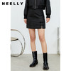 NEELLY纳俪商场同款高腰A字半身裙女中国风盘扣下摆开叉小个子潮N22023E02002 商品缩略图1