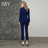 IWY/藏青色青果领两粒扣通勤职场时尚西服西装套装C10316-L+P10316-L 商品缩略图4