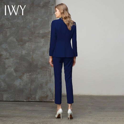 IWY/藏青色青果领两粒扣通勤职场时尚西服西装套装C10316-L+P10316-L 商品图4