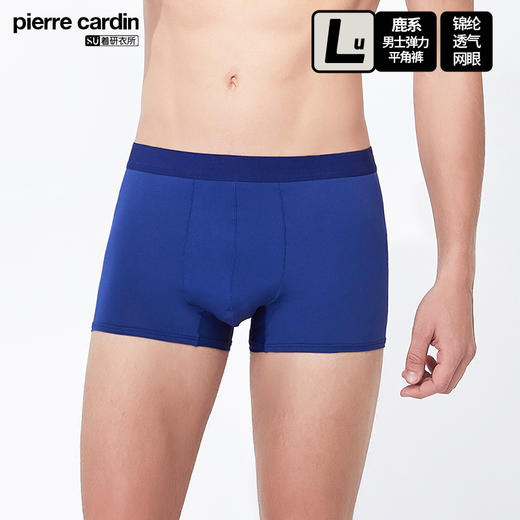 皮尔卡丹锦纶网眼系列运动透气亲肤超大码弹力平角内裤平口裤 商品图0