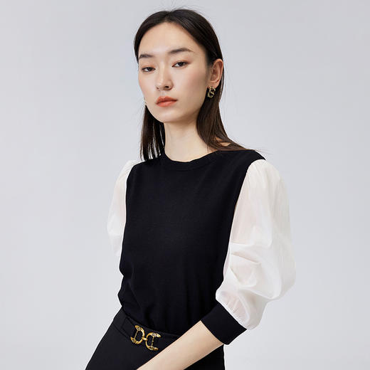 水云间灯笼袖小衫宽松显瘦新款2022春季设计感针织衫12210312 商品图2