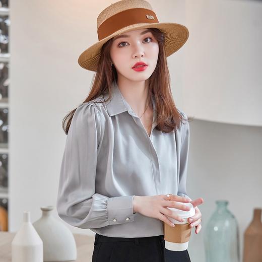 春夏新款职业OL气质时尚长袖衬衫灯笼袖韩版洋气高端衬衣 商品图1