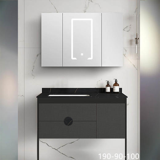 浴室柜 190-100 岩板/实木/智能镜柜 风水镜 商品图0