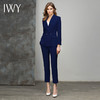 IWY/藏青色青果领两粒扣通勤职场时尚西服西装套装C10316-L+P10316-L 商品缩略图2