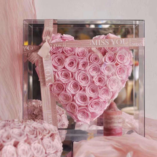 情人节永生花生日礼物【80朵红玫瑰镜面之心】玫瑰花礼盒玫瑰花礼花送女生朋友花店送货上门 商品图5