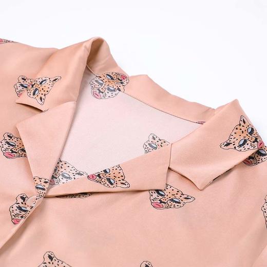 芬狄诗薄款潮趣印花睡衣套装女长袖V领开衫舒适家居服FL00256 商品图3