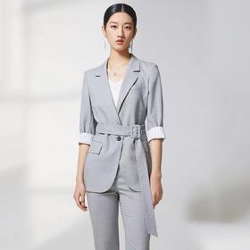 蓝地卷边五分袖西装外套BLWCT082S00