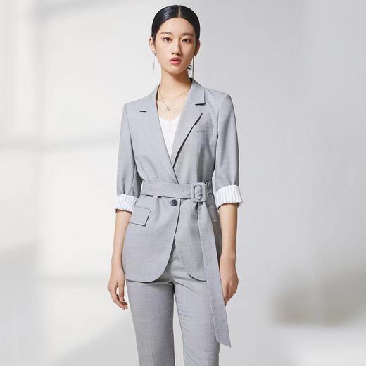 蓝地卷边五分袖西装外套BLWCT082S00 商品图0