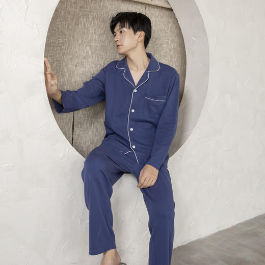 老米优品 / 可配情侣款《M*JI风无印天竺棉家居服套装》纯色家居服睡衣，长袖简约家居服，男款女款！ 商品图4