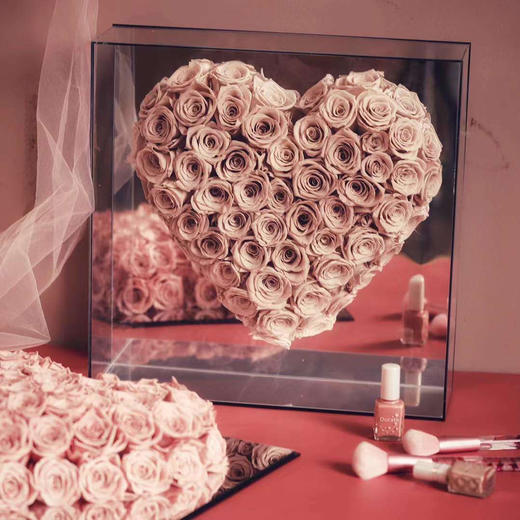 情人节永生花生日礼物【80朵红玫瑰镜面之心】玫瑰花礼盒玫瑰花礼花送女生朋友花店送货上门 商品图6